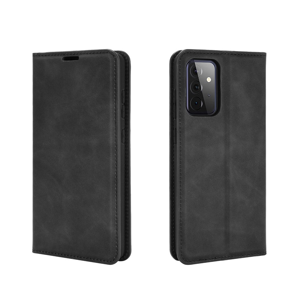  Samsung Galaxy A72 - Silkeslent Läder Fodral - Svart