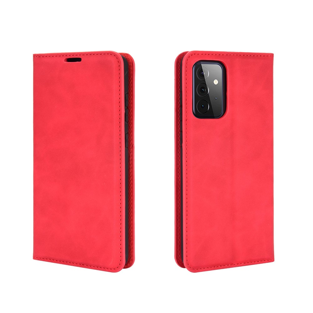 Samsung Galaxy A72 - Silkeslent Läder Fodral - Röd