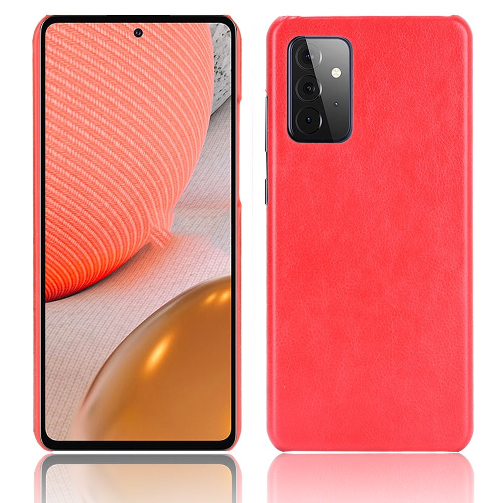  Samsung Galaxy A72 - Litchi Läderbelagt Skal - Röd