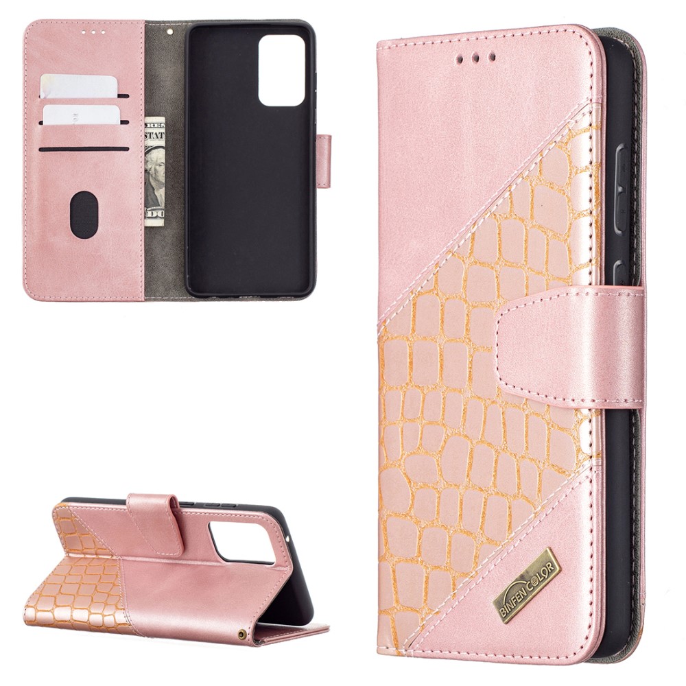  Samsung Galaxy A72 - Krokodil Läder Fodral - Roséguld