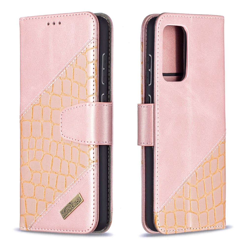  Samsung Galaxy A72 - Krokodil Läder Fodral - Roséguld