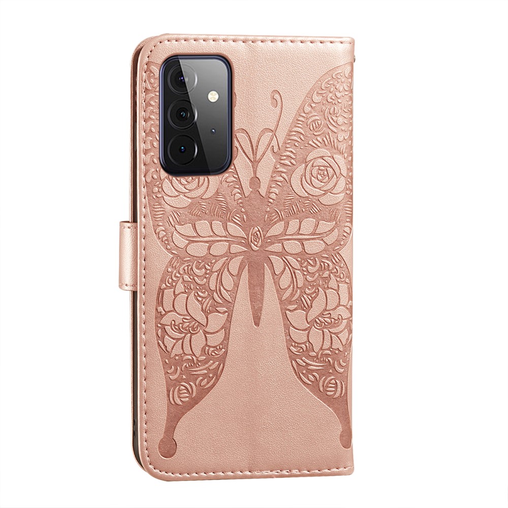  Samsung Galaxy A72 - Läder Fodral Med Tryck - Roséguld