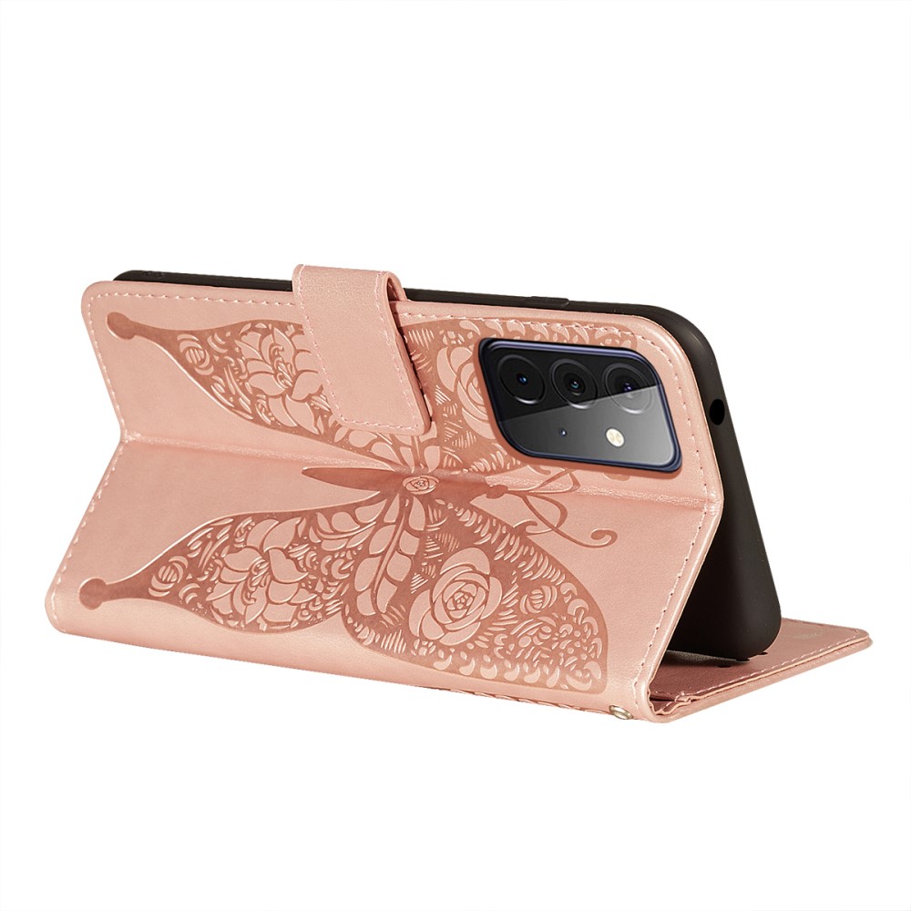  Samsung Galaxy A72 - Läder Fodral Med Tryck - Roséguld