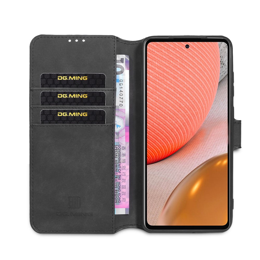 DG.MING Samsung Galaxy A72 - DG.MING Retro Läder Fodral - Svart