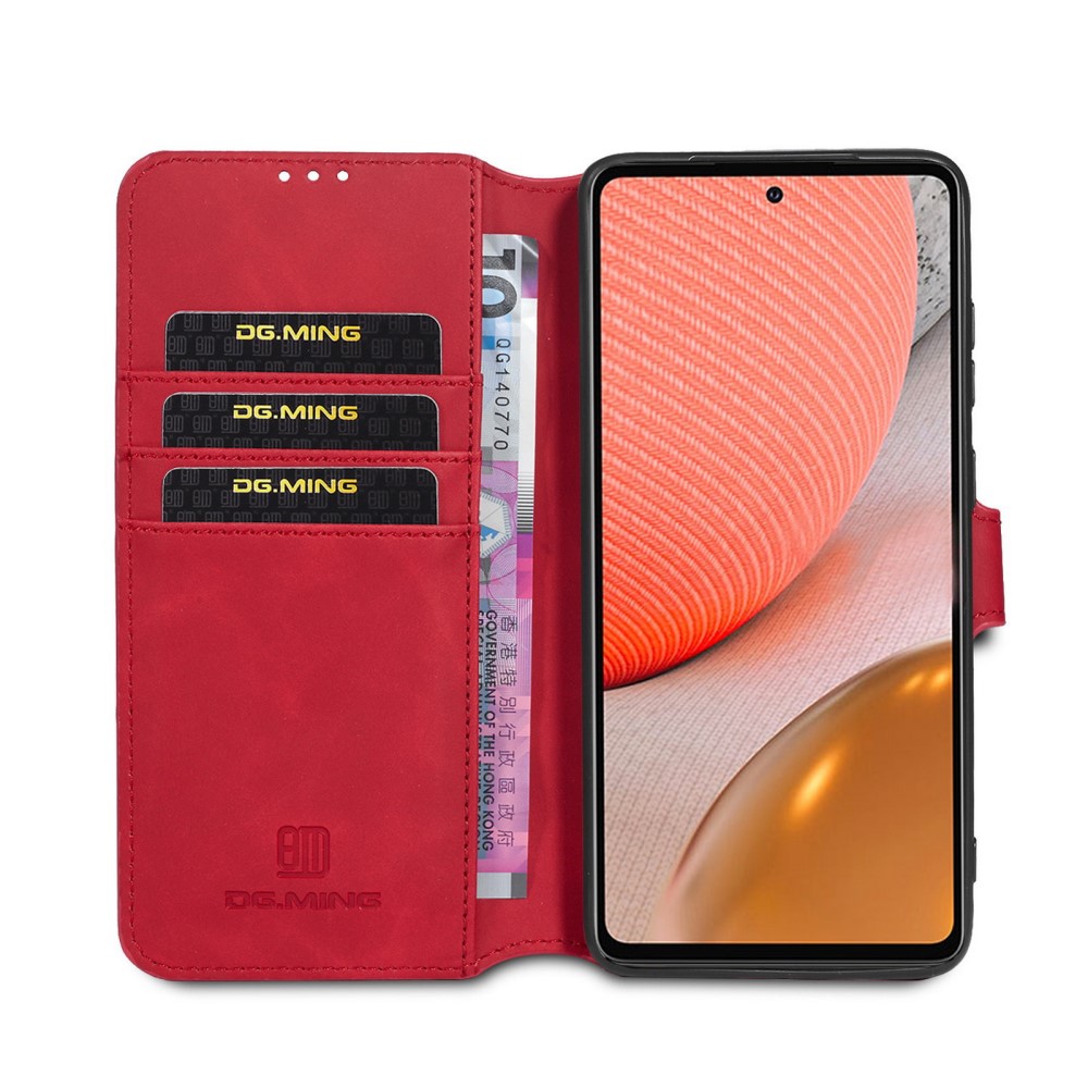 DG.MING Samsung Galaxy A72 - DG.MING Retro Läder Fodral - Röd