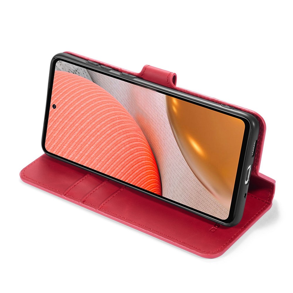 DG.MING Samsung Galaxy A72 - DG.MING Retro Läder Fodral - Röd