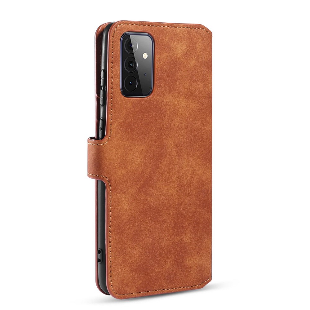 DG.MING Samsung Galaxy A72 - DG.MING Retro Läder Fodral - Brun