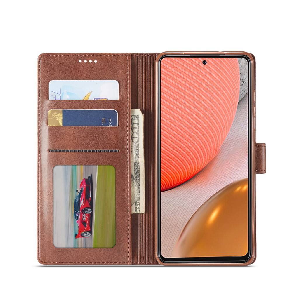 LC.IMEEKE Samsung Galaxy A72 - LC.IMEEKE Läder Fodral - Brun