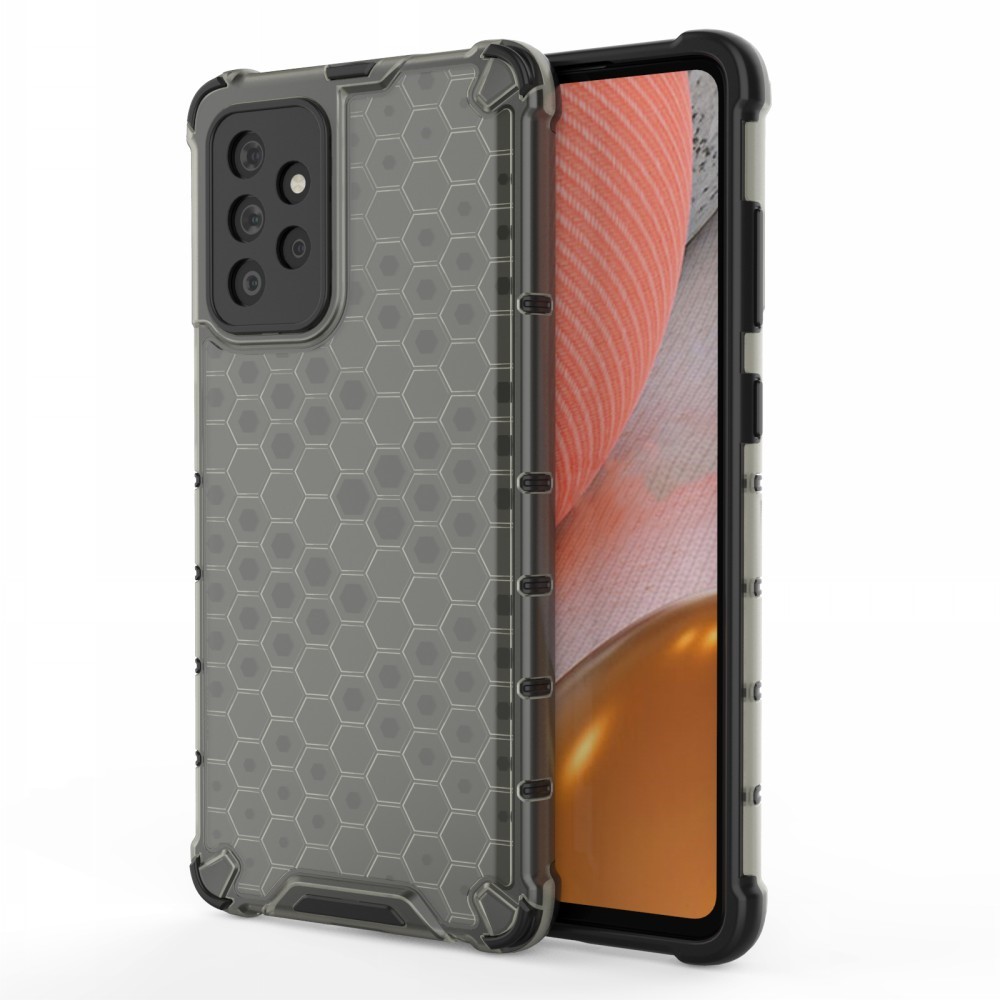  Samsung Galaxy A72 - Armor Honeycomb Textur Skal - Svart
