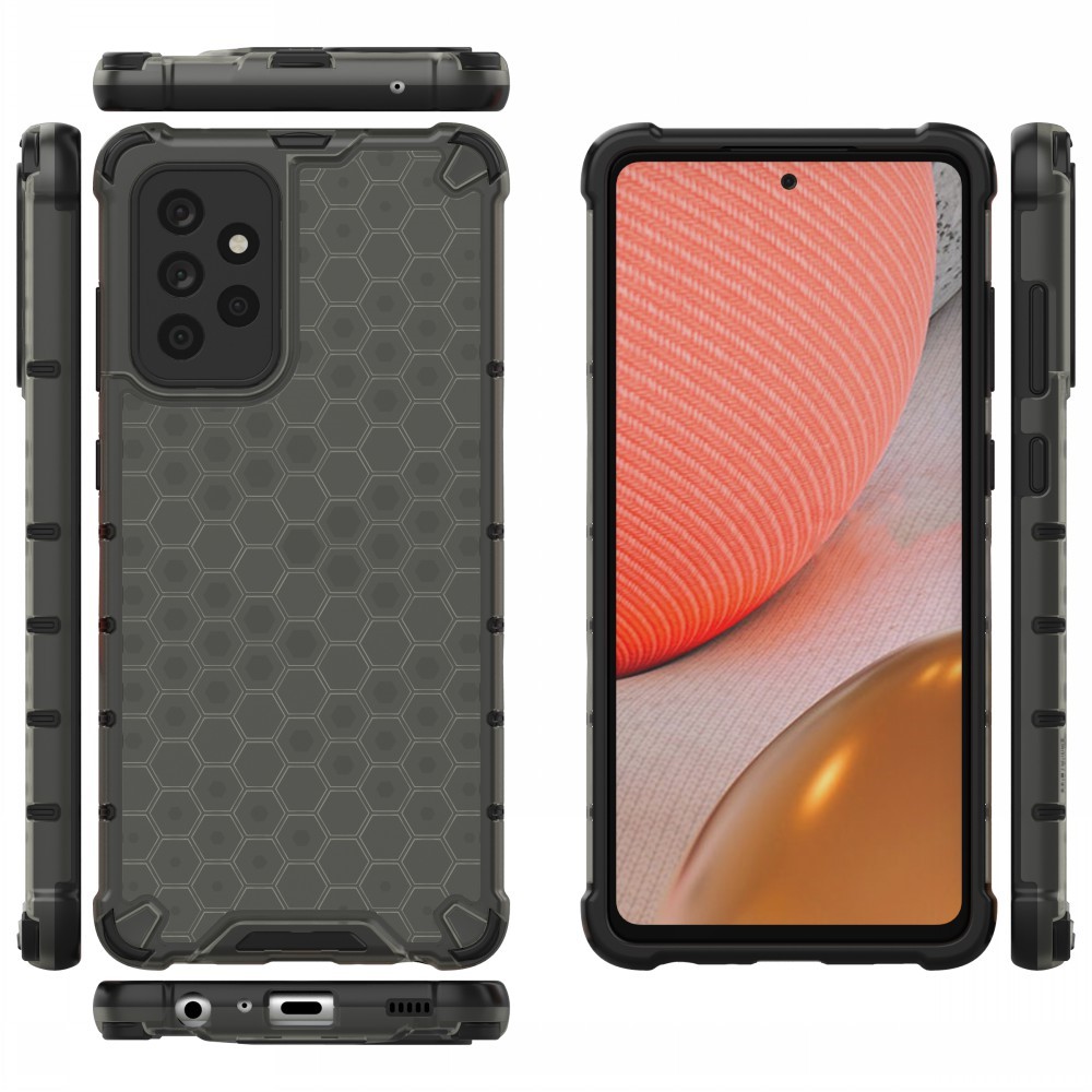  Samsung Galaxy A72 - Armor Honeycomb Textur Skal - Svart