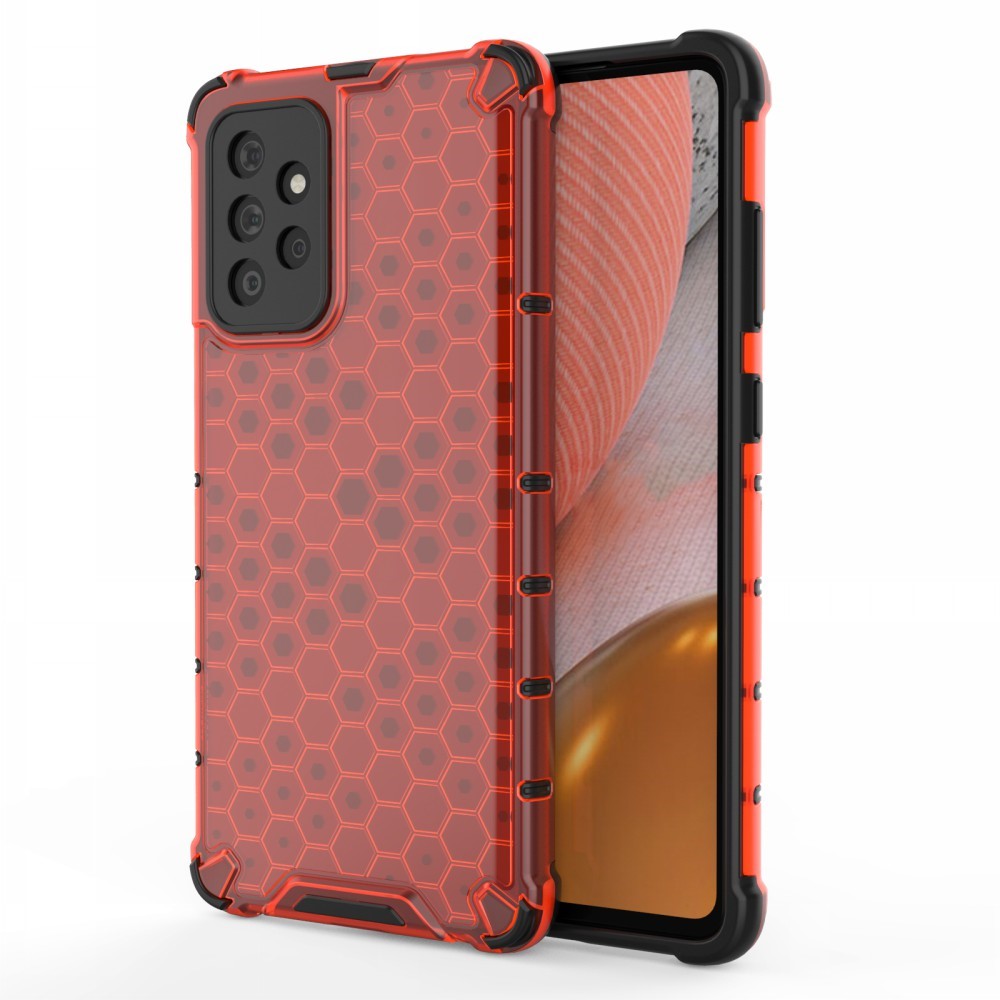  Samsung Galaxy A72 - Armor Honeycomb Textur Skal - Röd