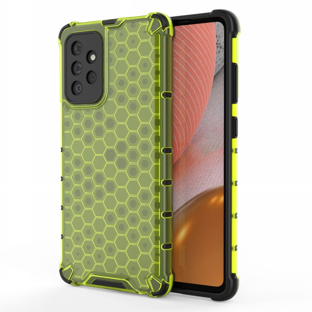  Samsung Galaxy A72 - Armor Honeycomb Textur Skal - Grön