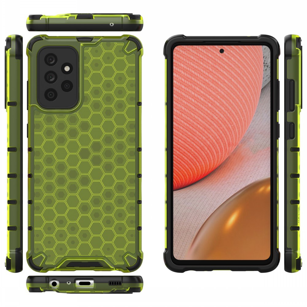  Samsung Galaxy A72 - Armor Honeycomb Textur Skal - Grön