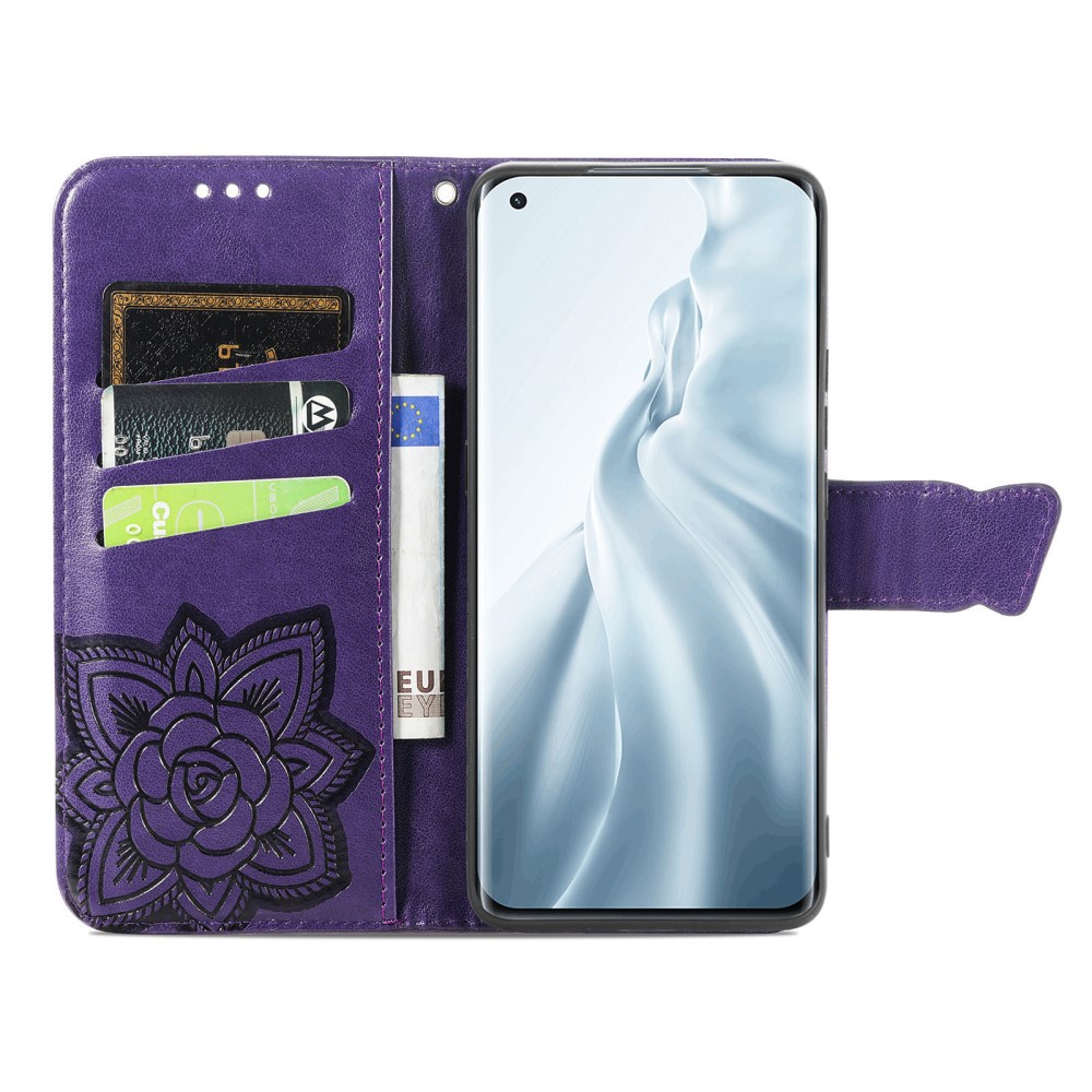  Xiaomi Mi 11 - Butterfly Läder Fodral - Lila