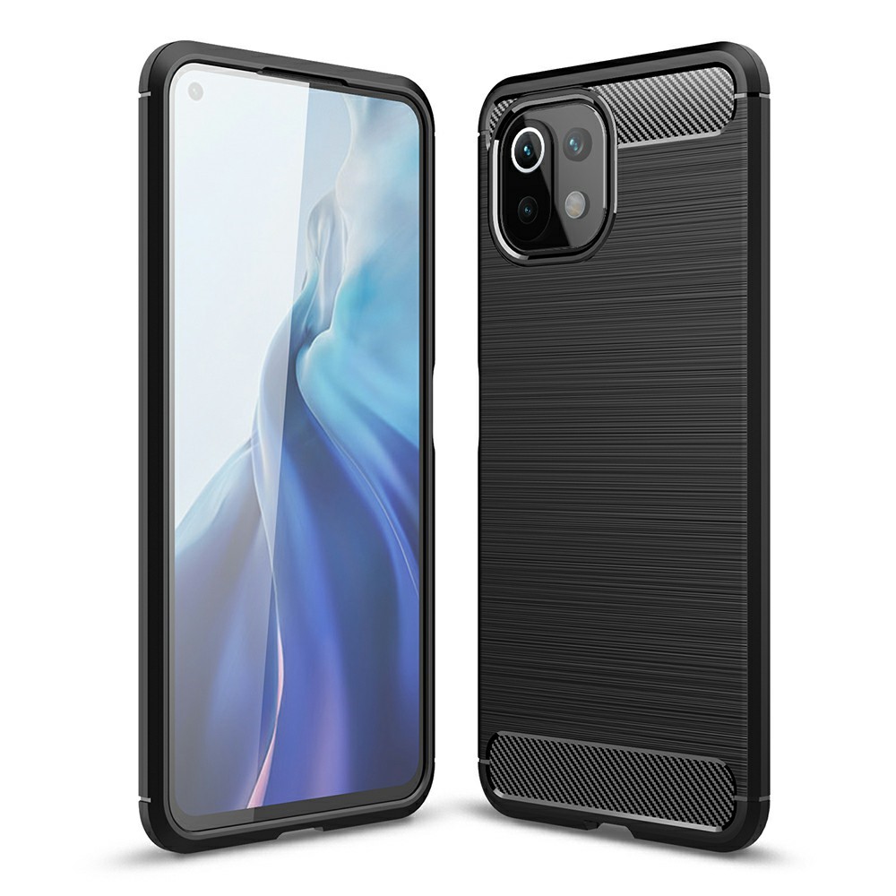  Xiaomi Mi 11 Lite - Borstad Stål Textur Skal - Svart
