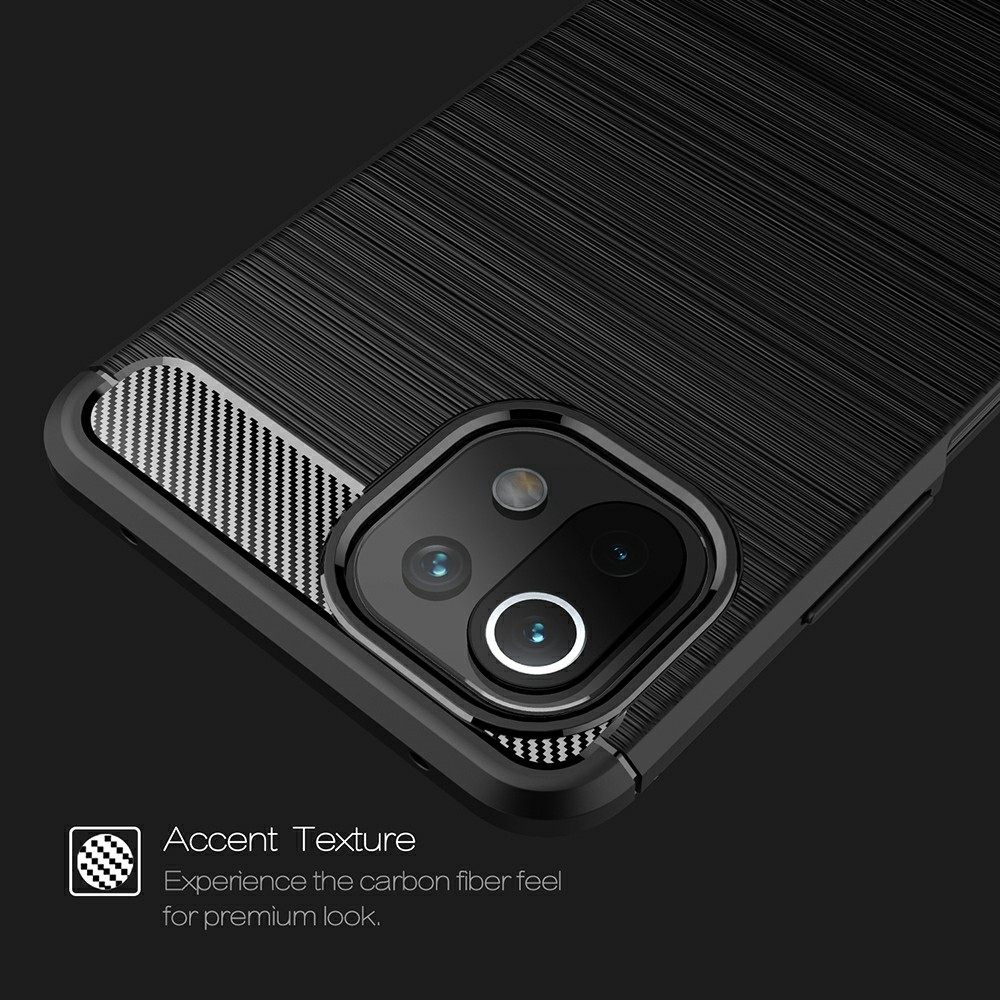  Xiaomi Mi 11 Lite - Borstad Stål Textur Skal - Svart