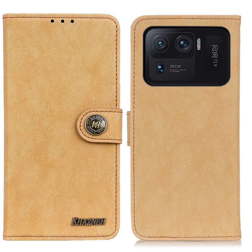 KHAZNEH Xiaomi Mi 11 Ultra - KHAZNEH Split Läder Fodral - Beige