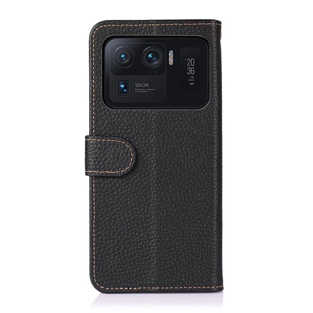 KHAZNEH Xiaomi Mi 11 Ultra - KHAZNEH Äkta Läder Litchi Fodral - Svart