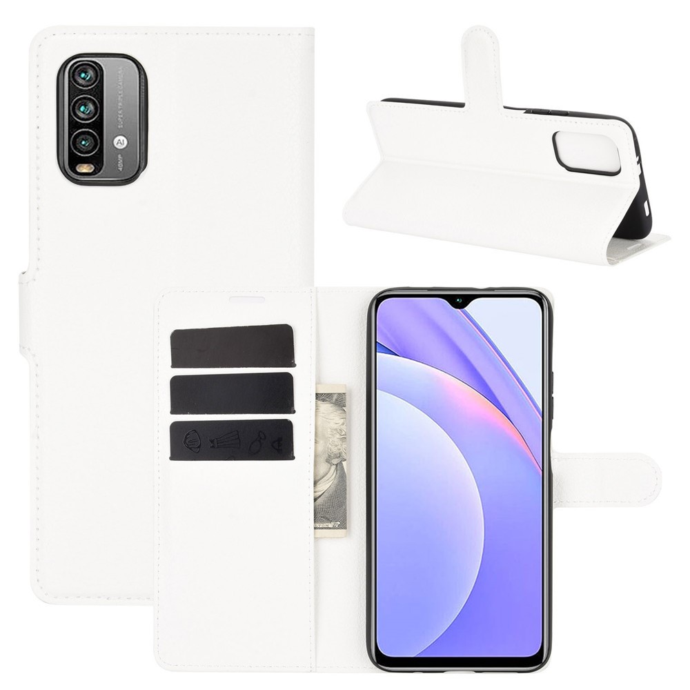  Xiaomi Redmi 9T - Litchi Läder Fodral - Vit