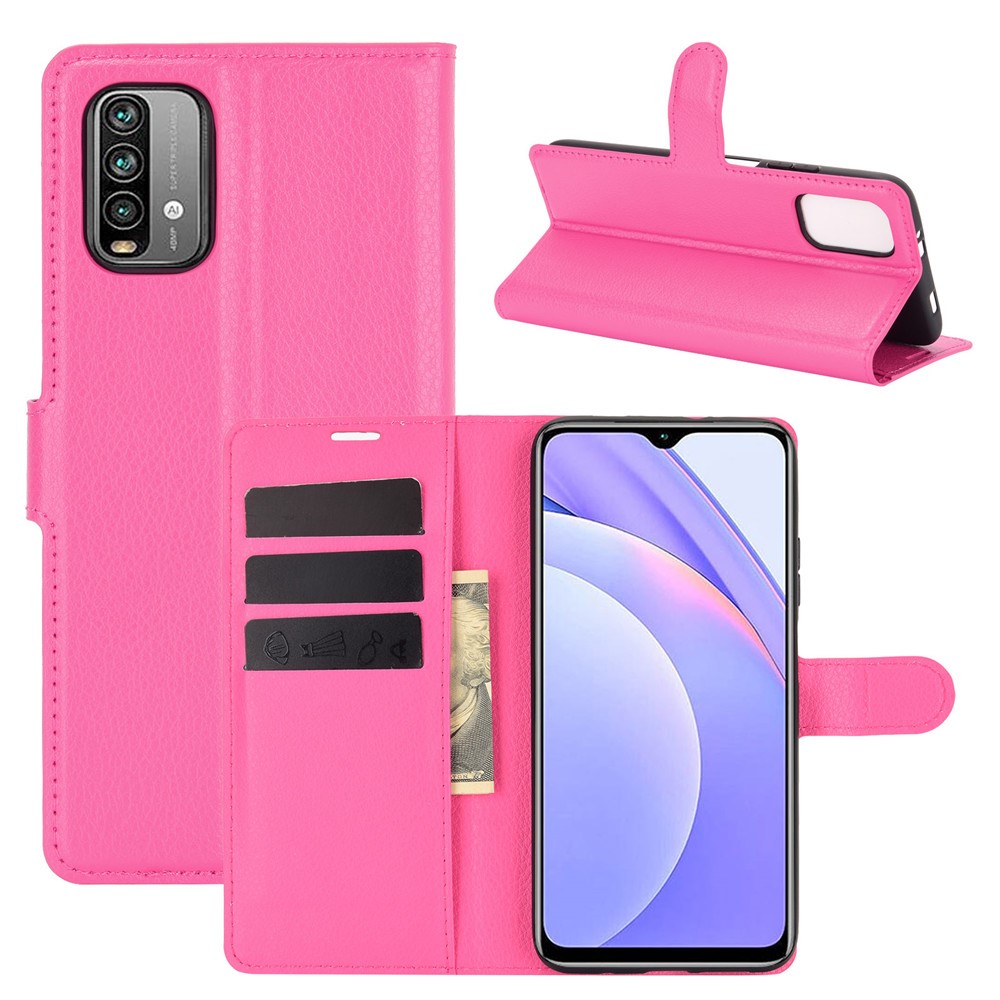  Xiaomi Redmi 9T - Litchi Läder Fodral - Rosa