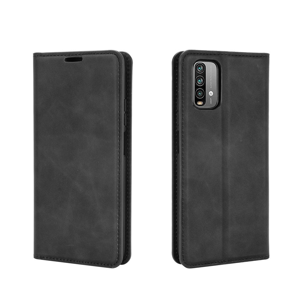 Xiaomi Redmi 9T - Silkeslent Läder Flip Fodral - Svart