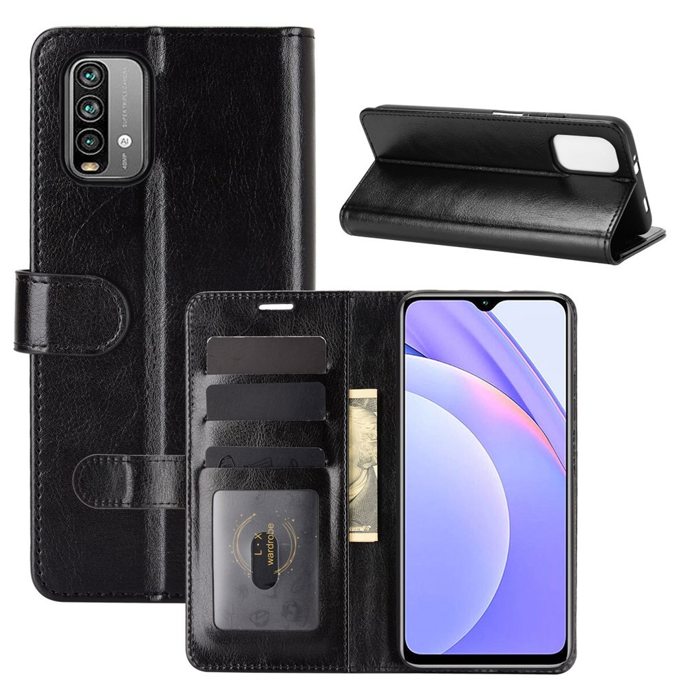 Xiaomi Redmi 9T - Crazy Horse Läder Fodral - Svart