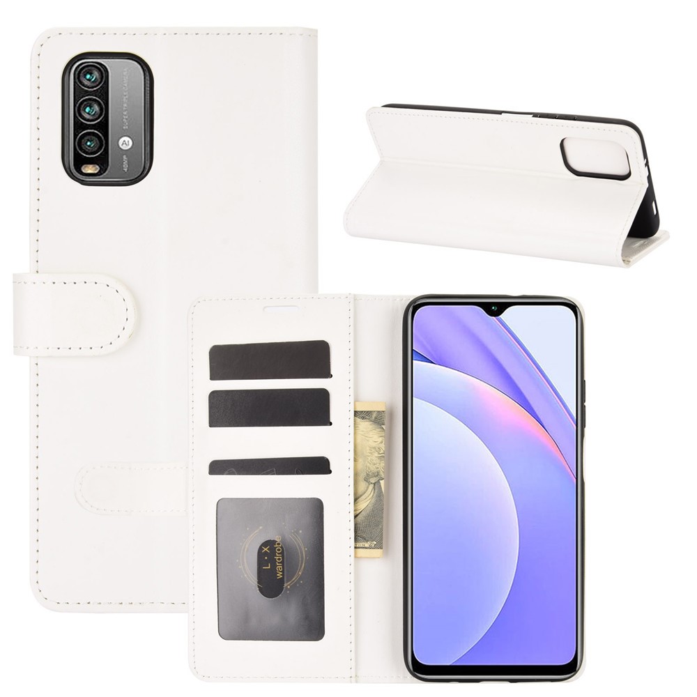  Xiaomi Redmi 9T - Crazy Horse Läder Fodral - Vit