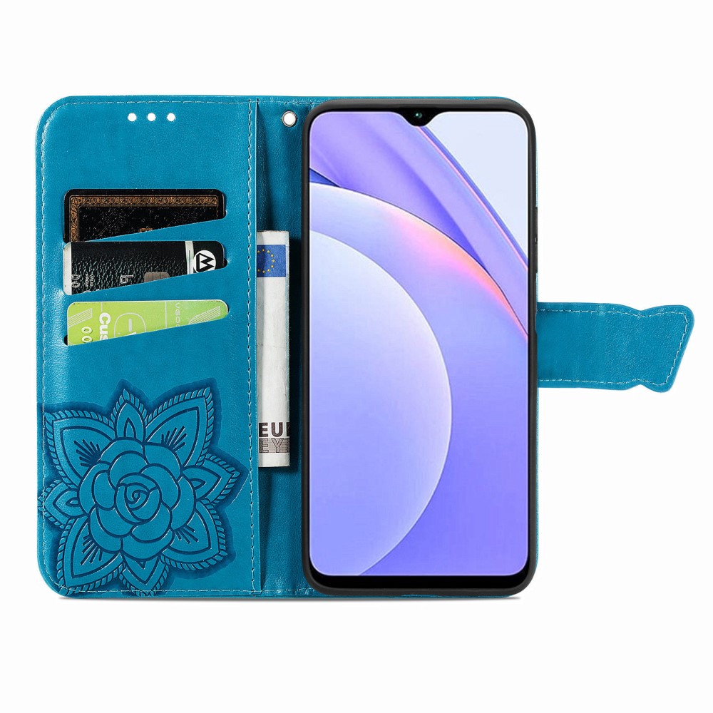  Xiaomi Redmi 9T - Butterfly Läder Fodral - Blå