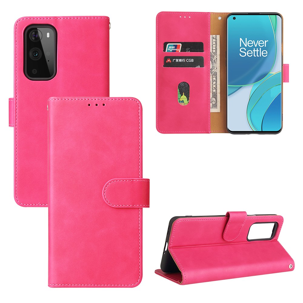  OnePlus 9 - Silkeslent Läder Fodral - Rosa