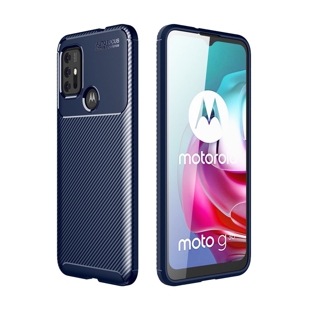  Motorola Moto G10/G20/G30 - Kolfiber Textur Skal - Blå