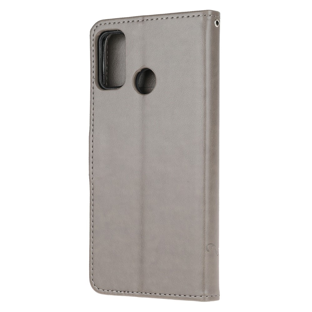  Motorola Moto G10/G20/G30 - Tryckt Flower/Butterfly Fodral - Grå