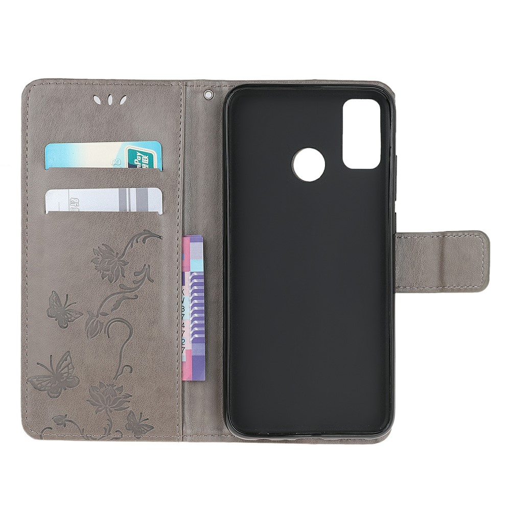  Motorola Moto G10/G20/G30 - Tryckt Flower/Butterfly Fodral - Grå