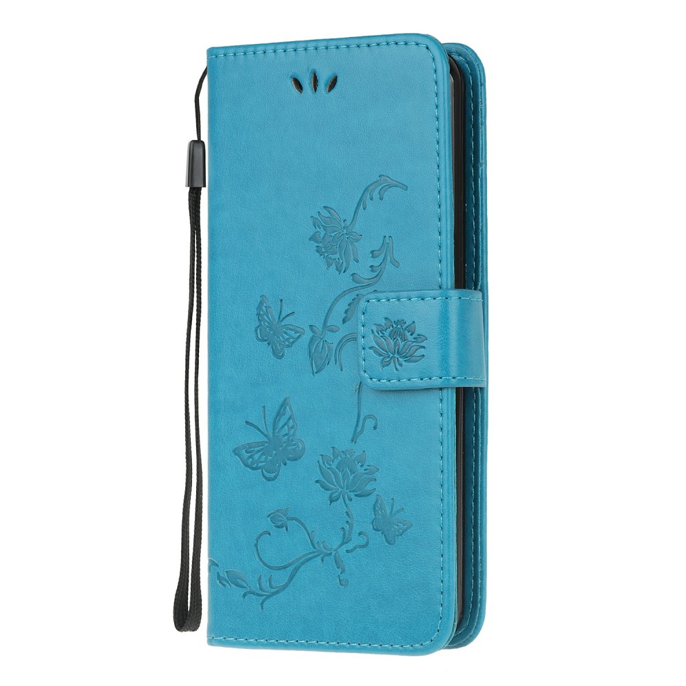  Motorola Moto G10/G20/G30 - Tryckt Flower/Butterfly Fodral - Blå