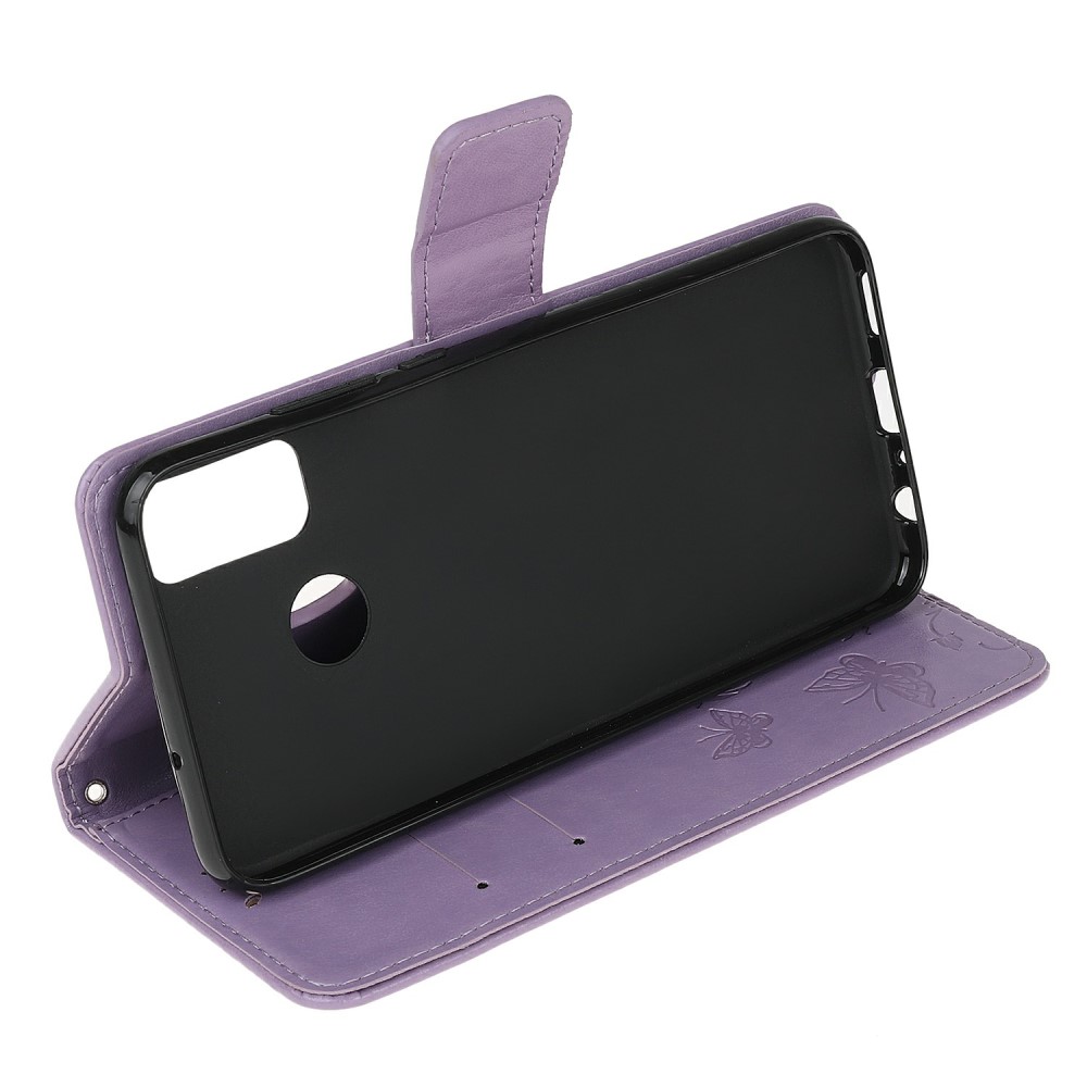  Motorola Moto G10/G20/G30 - Tryckt Flower/Butterfly Fodral - Lila