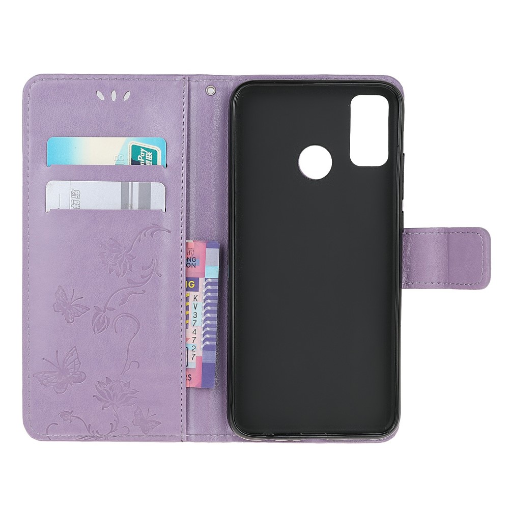  Motorola Moto G10/G20/G30 - Tryckt Flower/Butterfly Fodral - Lila