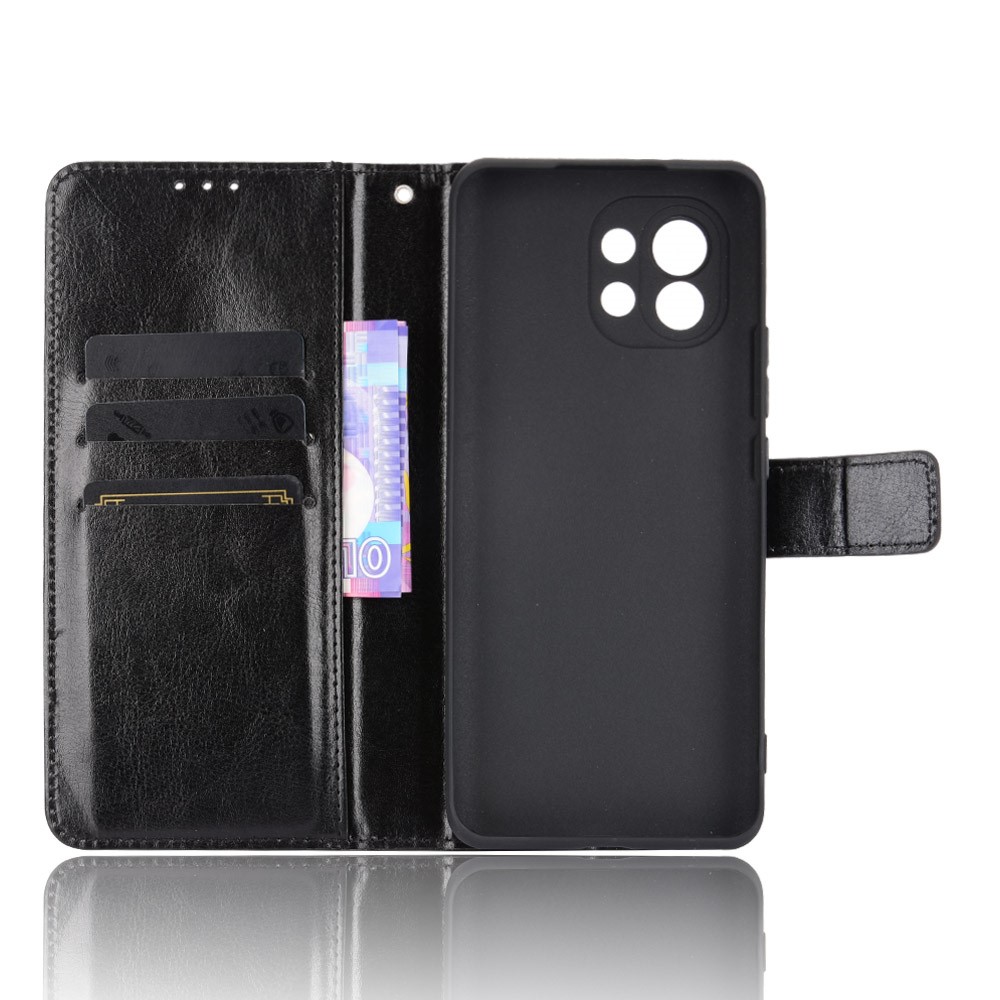  Xiaomi Mi 11 - Crazy Horse Fodral - Svart