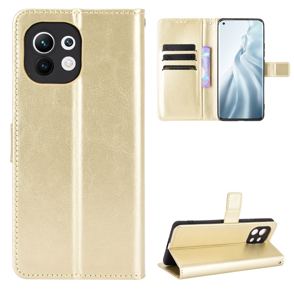  Xiaomi Mi 11 - Crazy Horse Fodral - Guld