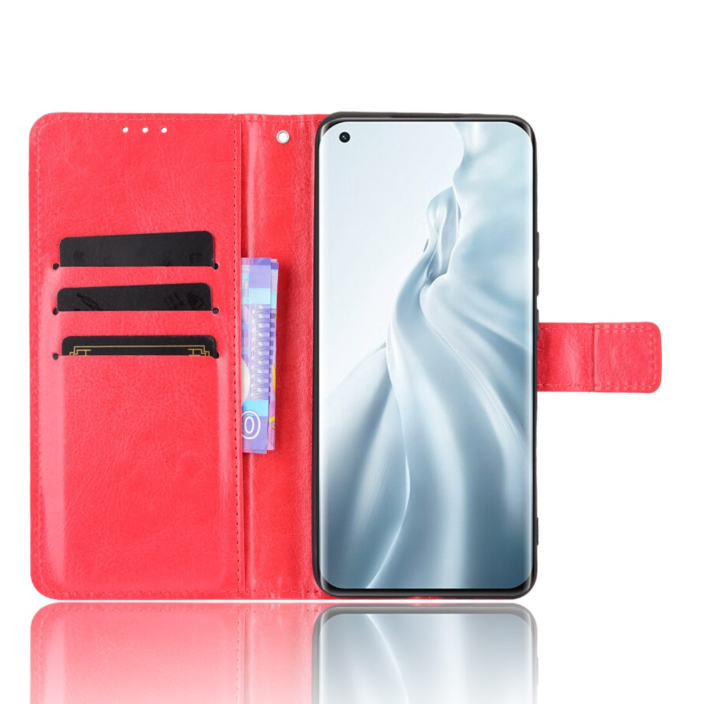  Xiaomi Mi 11 - Crazy Horse Fodral - Röd