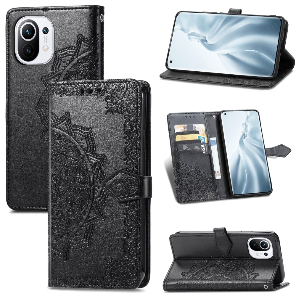  Xiaomi Mi 11 - Mandala Läder Fodral - Svart