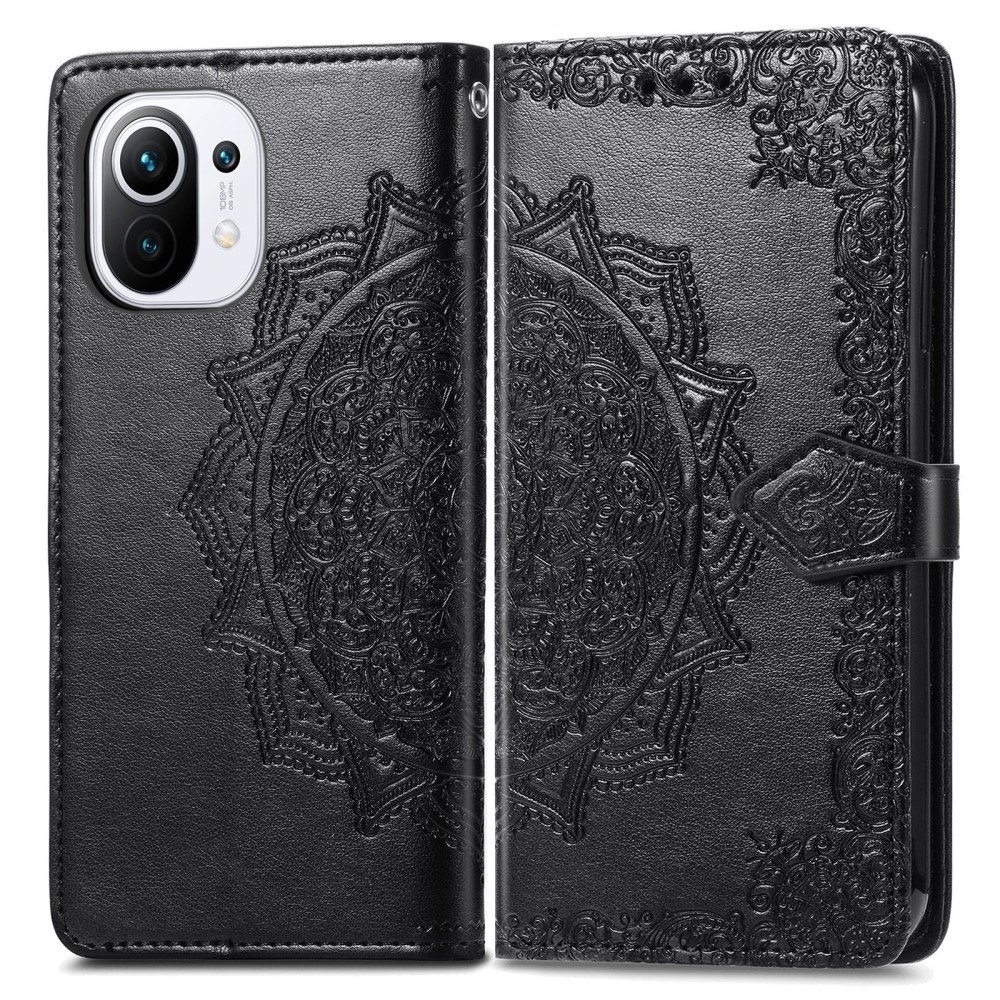  Xiaomi Mi 11 - Mandala Läder Fodral - Svart
