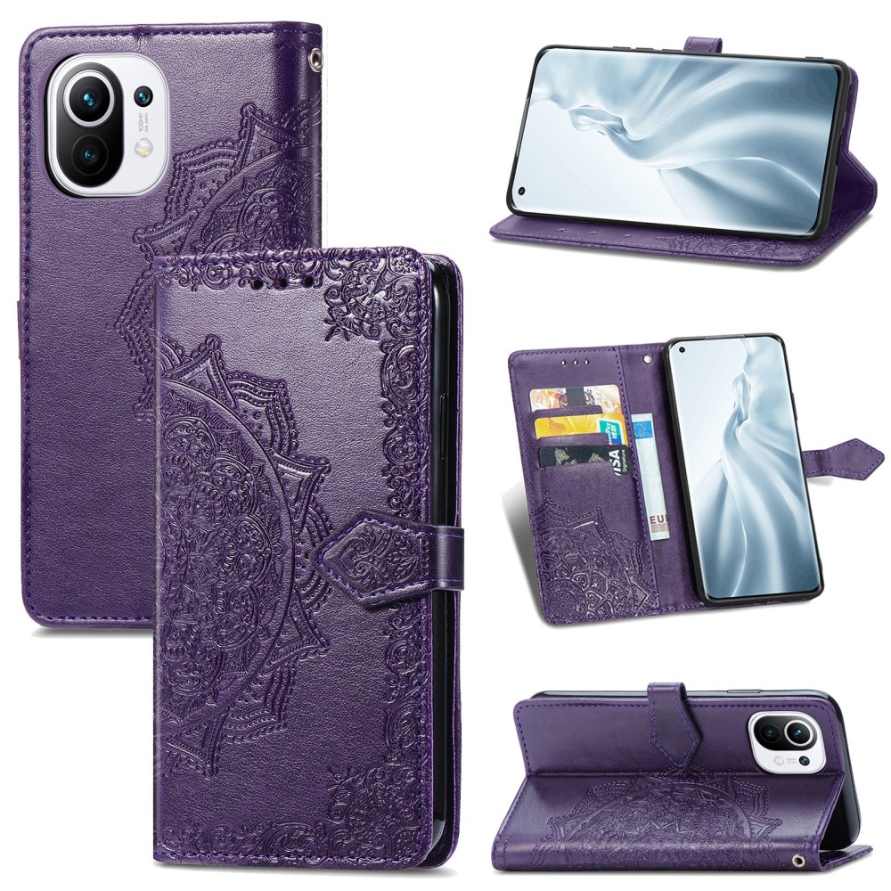  Xiaomi Mi 11 - Mandala Läder Fodral - Lila