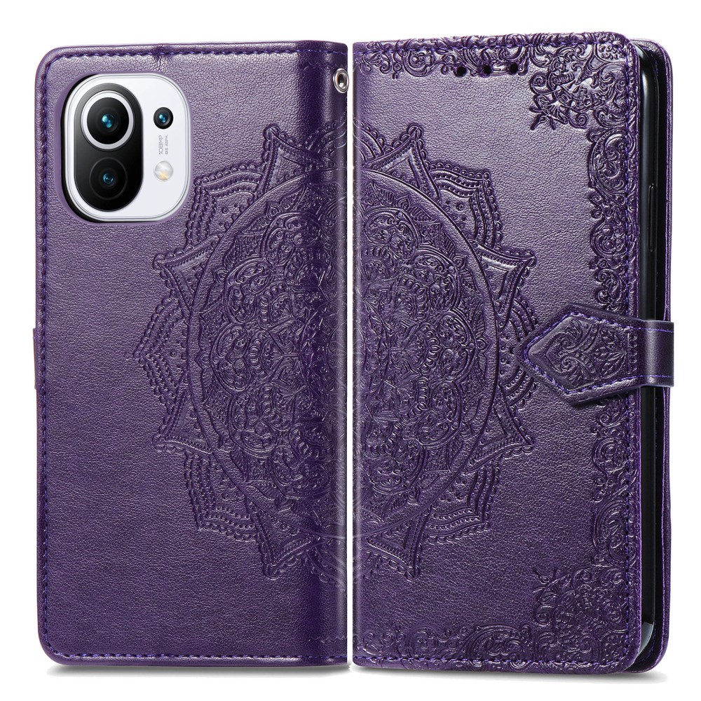  Xiaomi Mi 11 - Mandala Läder Fodral - Lila