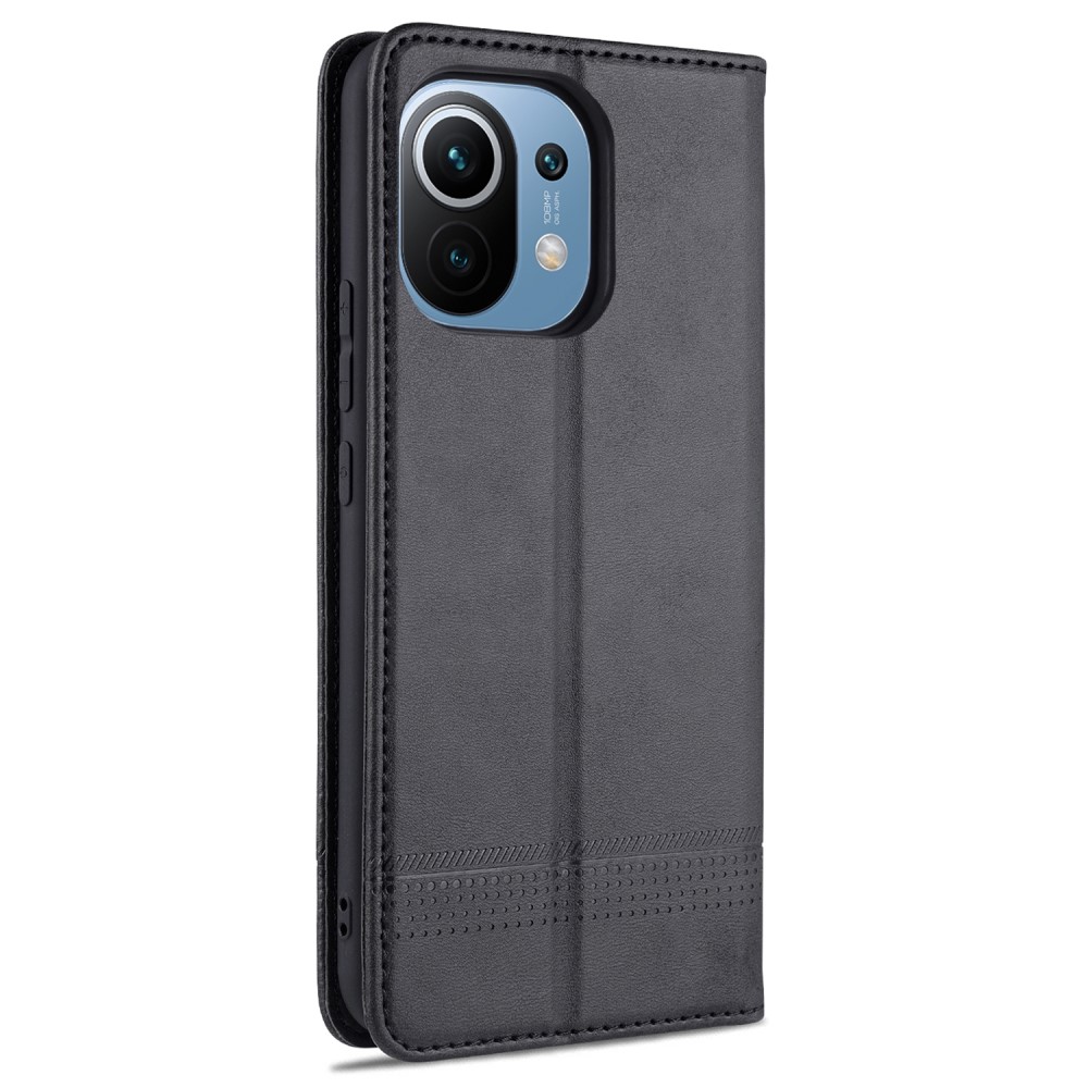 AZNS Xiaomi Mi 11 - AZNS Läder Flip Fodral - Svart