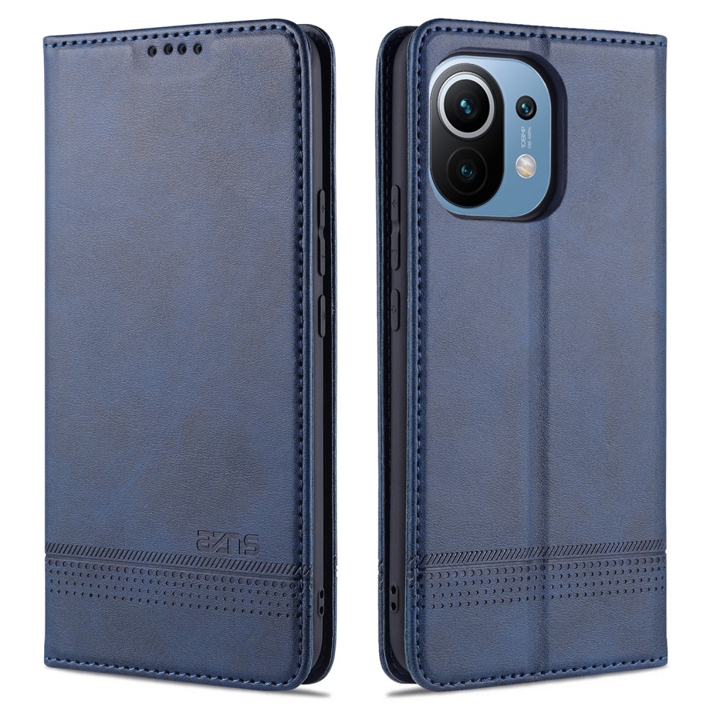 AZNS Xiaomi Mi 11 - AZNS Läder Flip Fodral - Blå