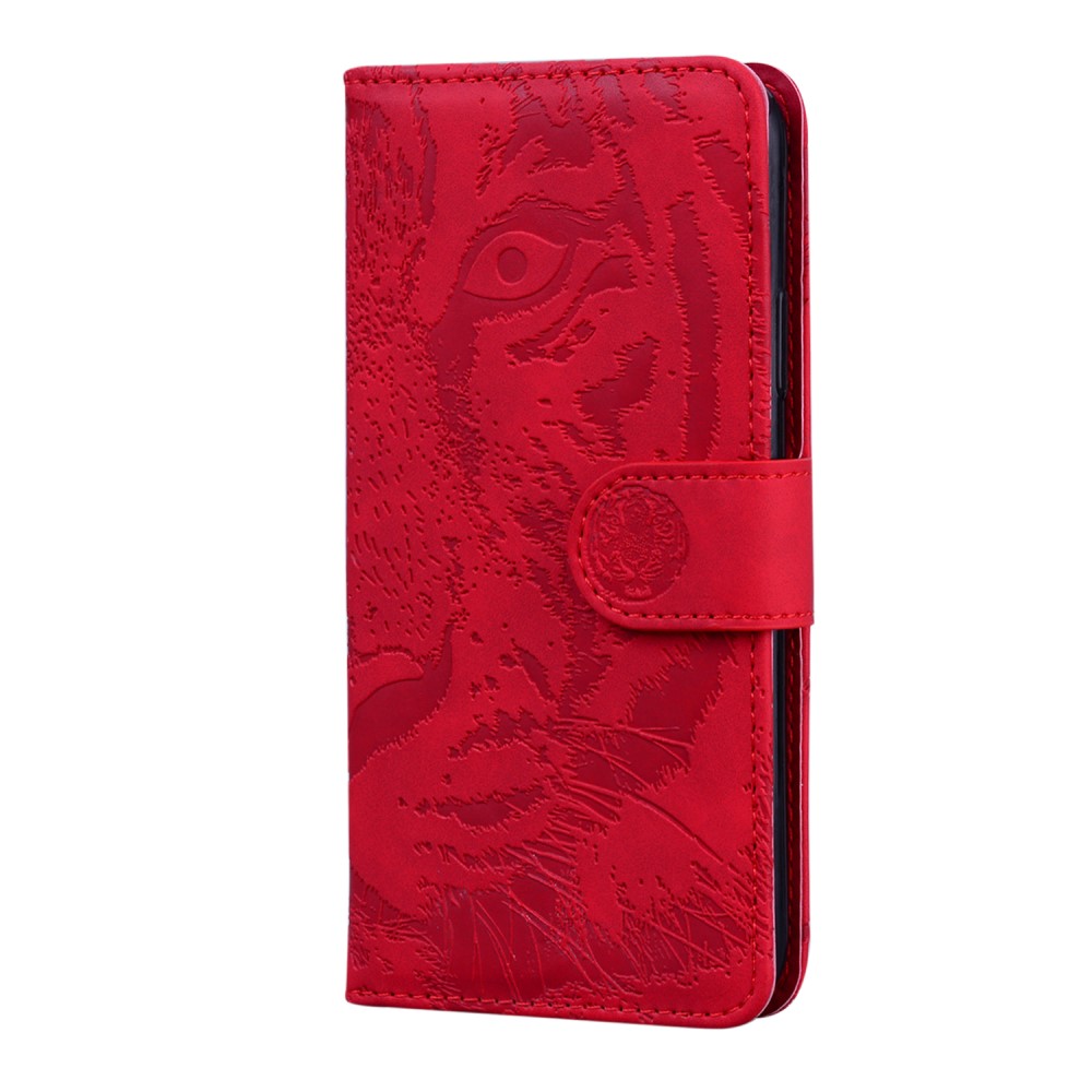  OnePlus 9 Pro - Tiger Tryck Läder Fodral - Röd