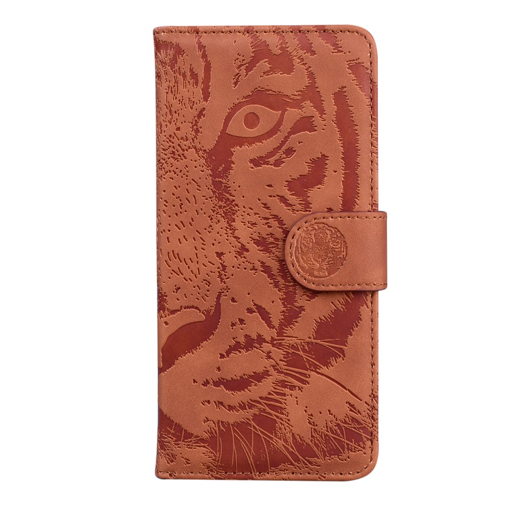  OnePlus 9 Pro - Tiger Tryck Läder Fodral - Brun