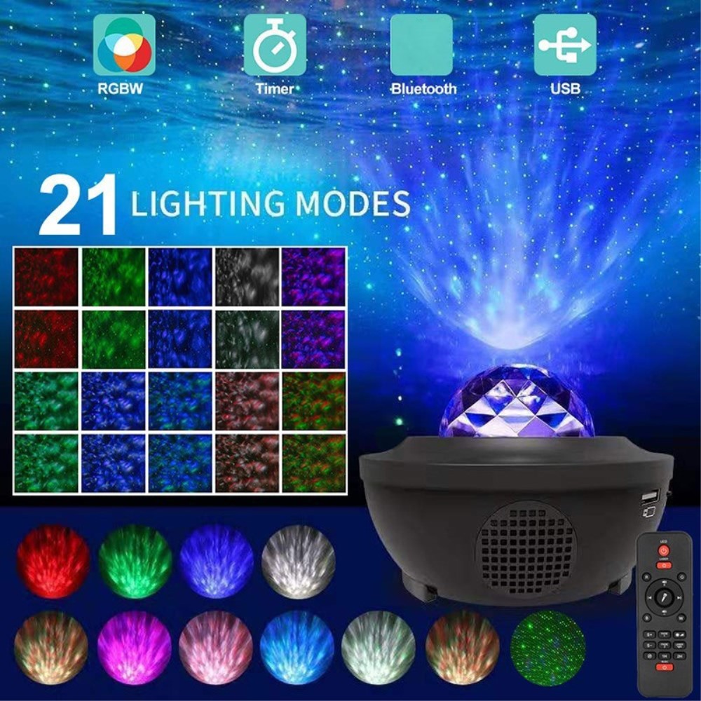  Galaxylampa / Stjärnprojektor LED Med Bluetooth Högtalare