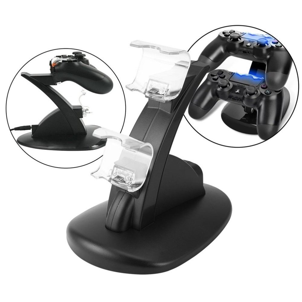  Dockstation För Två Playstation PS4 Kontroller med LED-indikatorer