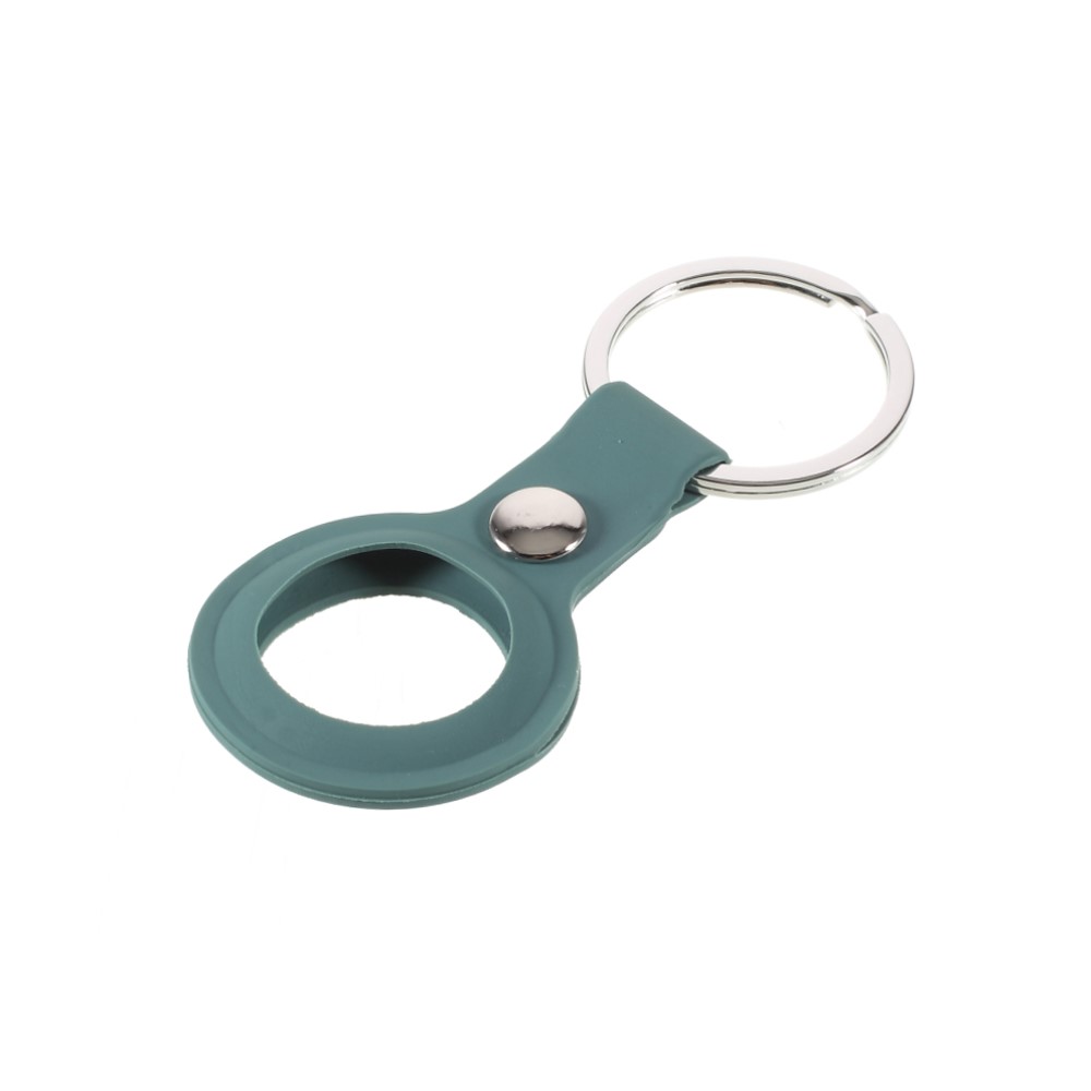  Apple AirTag Hållare Nyckelring Med Knäppe I Silikon - Army Green