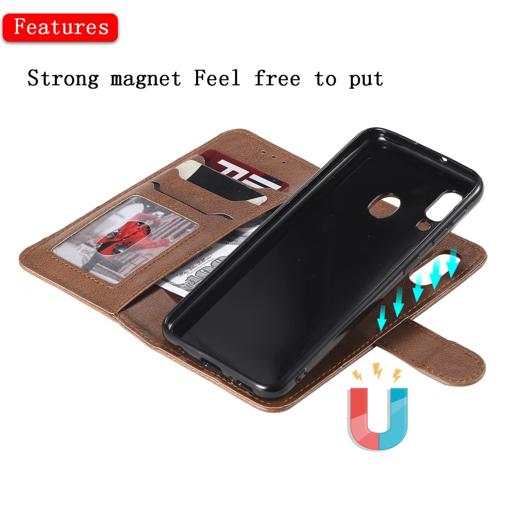  Samsung Galaxy A20e - 2in1 Magnet Skal / Plånboksfodral - Brun